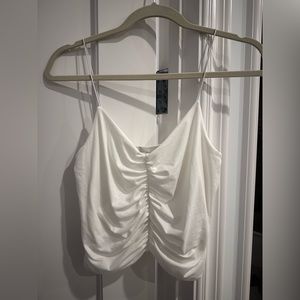 White cinched tank top